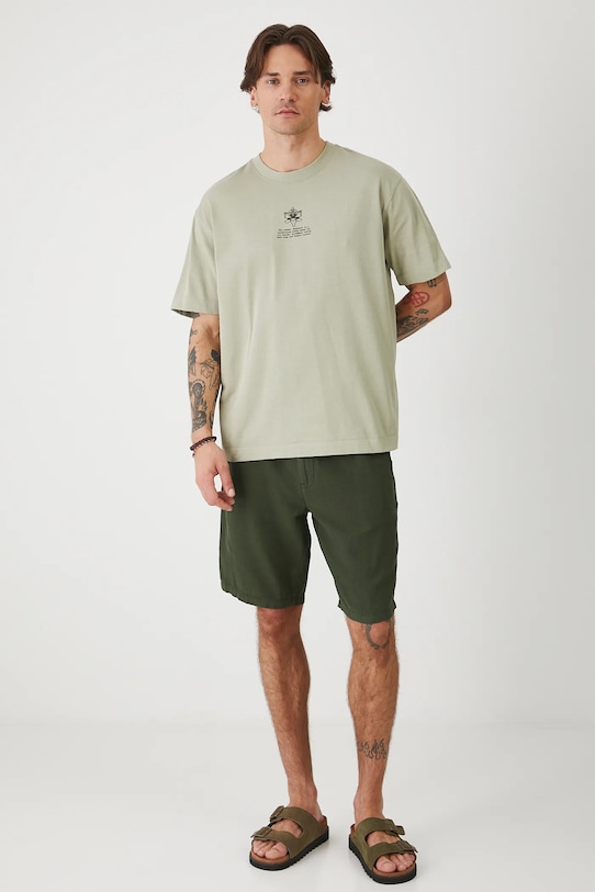 Odzież T-shirt bawełniany męski z kolekcji Medicine x Słowiński Park Narodowy kolor zielony RS25.TSMA57 zielony