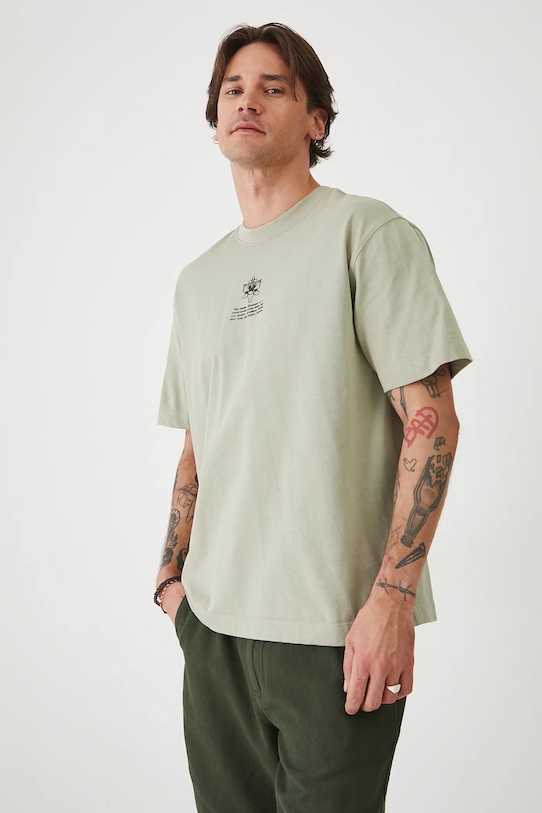 T-shirt bawełniany męski z kolekcji Medicine x Słowiński Park Narodowy kolor zielony zielony RS25.TSMA57