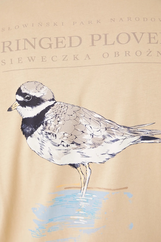 T-shirt bawełniany męski z kolekcji Medicine x Słowiński Park Narodowy kolor beżowy RS25.TSMA58