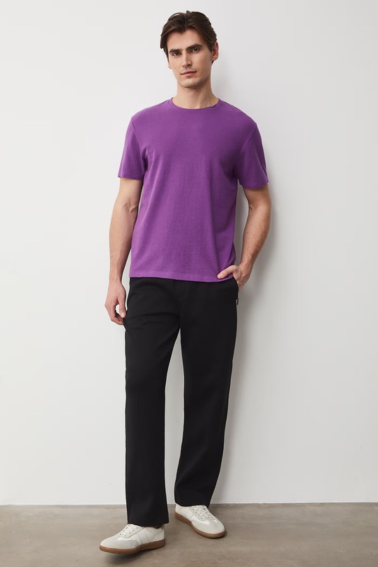 T-shirt bawełniany męski z fakturą kolor fioletowy RS25.TSMB04 fioletowy RS25