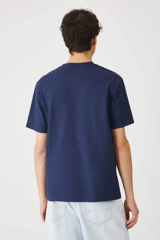 Odzież T-shirt bawełniany męski z elastanem prążkowany kolor granatowy RS25.TSMB05 granatowy