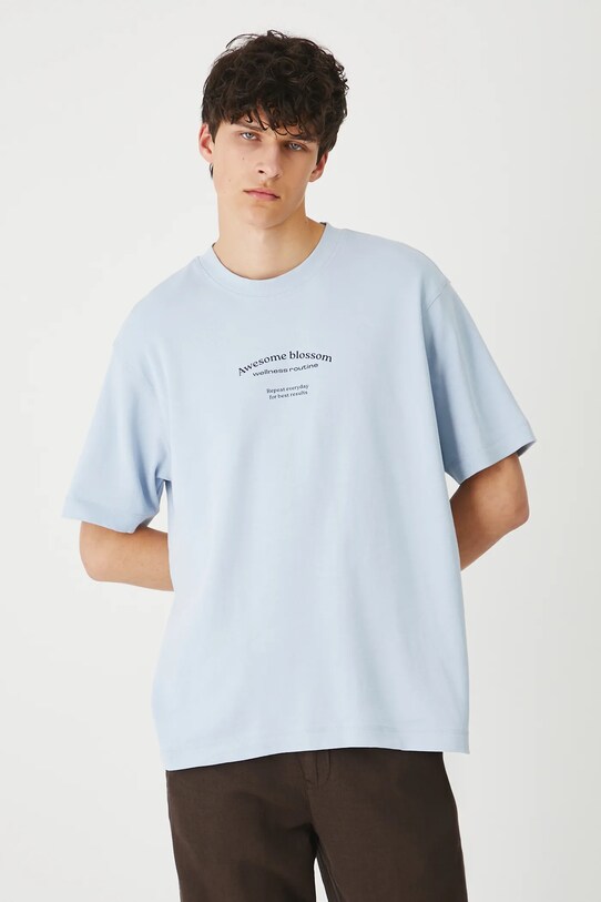 Odzież T-shirt bawełniany męski interlock kolor niebieski RS25.TSMB08 niebieski