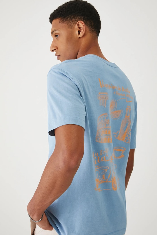 Medicine t-shirt bawełniany nadruk niebieski RS25.TSMB12