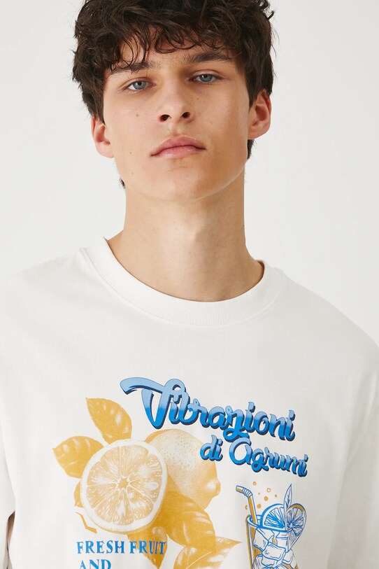 T-shirt bawełniany męski z nadrukiem kolor beżowy RS25.TSMB14 beżowy