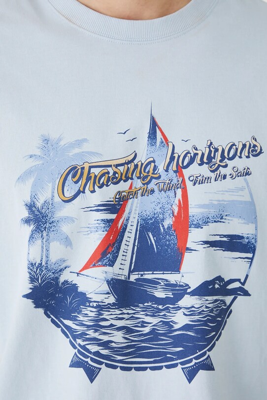 T-shirt bawełniany męski z nadrukiem kolor niebieski RS25.TSMB21 niebieski