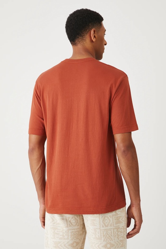 Odzież T-shirt bawełniany męski z ozdobną aplikacją kolor pomarańczowy RS25.TSMB23 pomarańczowy