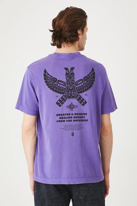 Odzież T-shirt bawełniany męski z nadrukiem kolor fioletowy RS25.TSMC17 fioletowy