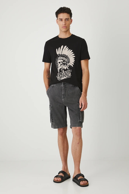 T-shirt bawełniany męski z nadrukiem RS25.TSMC18 czarny RS25