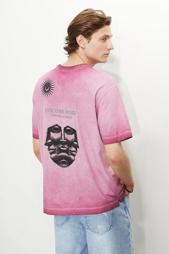 T-shirt bawełniany męski Tattoo Art by Michał Kidacki RS25.TSMC56 różowy RS25