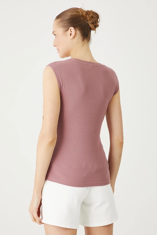 Odzież Top damski prążkowany z modalem kolor różowy RS25.TTD0B1 różowy