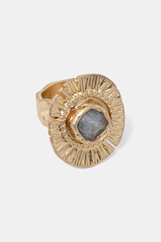 Pierścionek damski metalowy ze spektrolitem RS26-APD500 złoty RS26