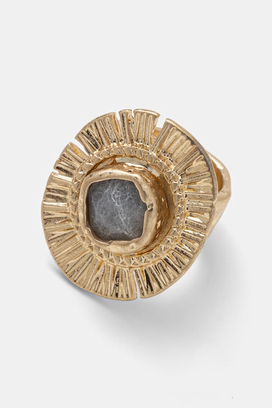 Akcesoria Pierścionek damski metalowy ze spektrolitem RS26-APD500 złoty