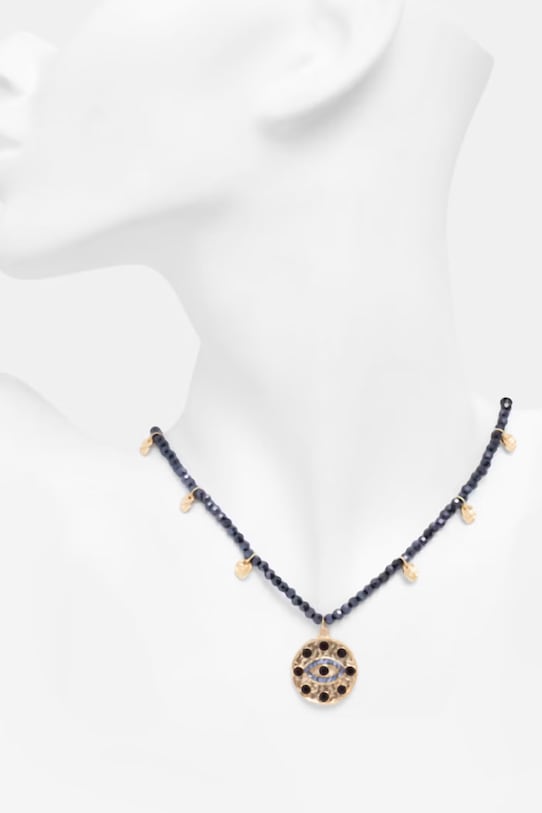 Akcesoria Naszyjnik damski z ozdobnymi zawieszkami RS26-ASD301 niebieski