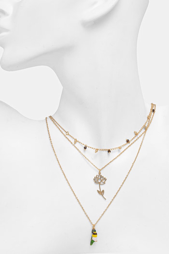 Medicine naszyjnik z zawieszkami damski z kamieniami naturalnymi złoty RS26-ASD504