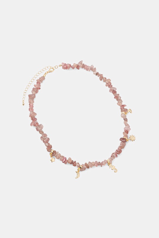 Naszyjnik damski z kamieniem naturalnym różowy RS26-ASD701