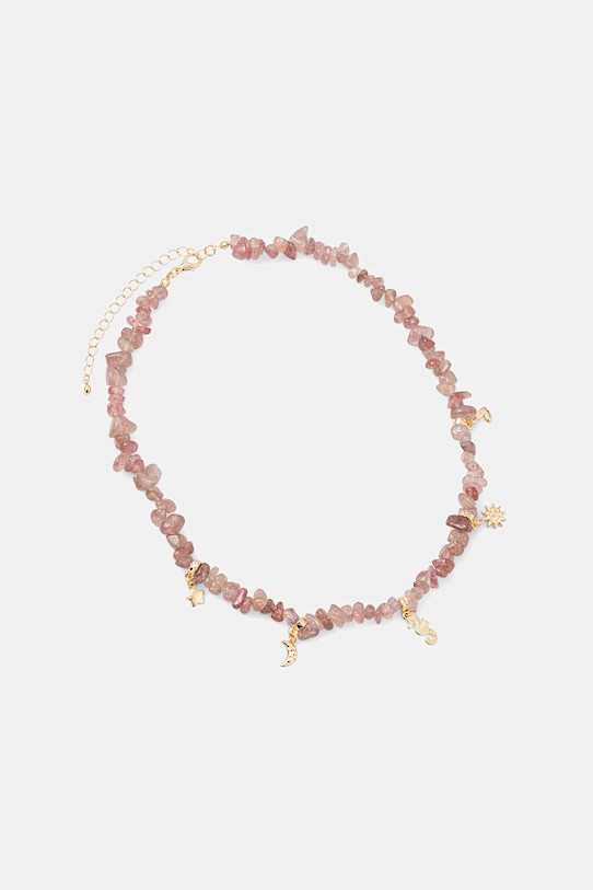 Naszyjnik damski z kamieniem naturalnym różowy RS26-ASD701