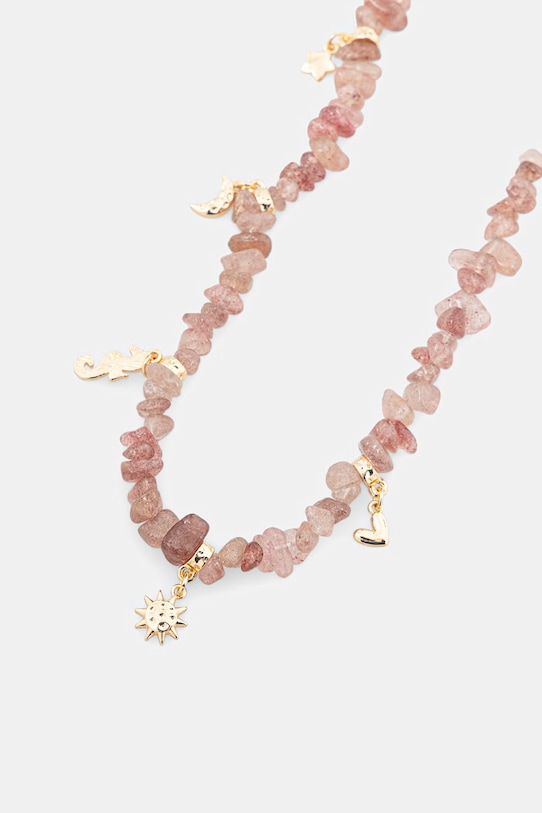 Naszyjnik damski z kamieniem naturalnym RS26-ASD701 różowy RS26