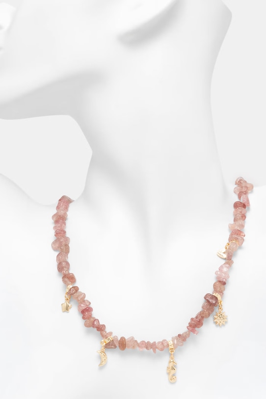 Akcesoria Naszyjnik damski z kamieniem naturalnym RS26-ASD701 różowy