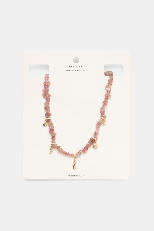 Naszyjnik damski z kamieniem naturalnym różowy RS26-ASD701