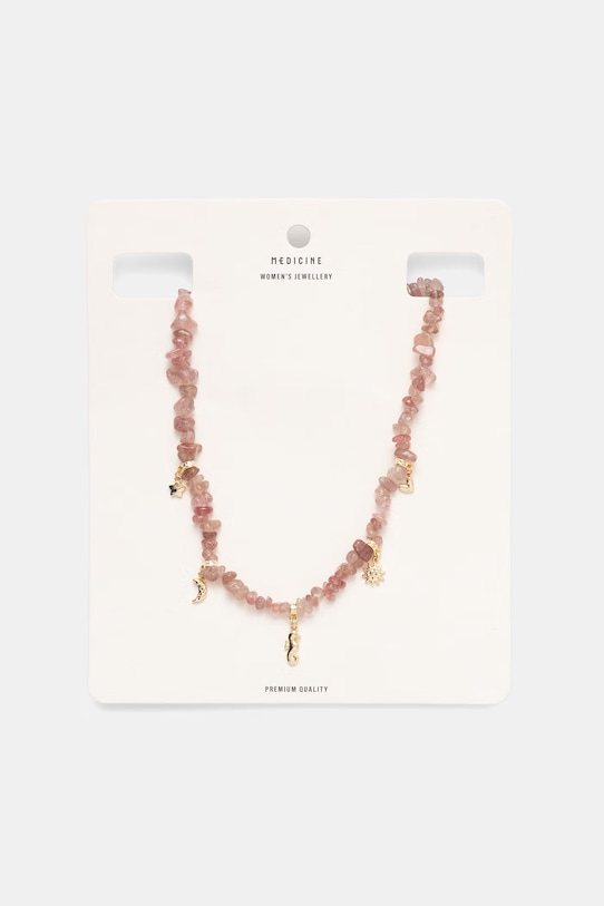 Naszyjnik damski z kamieniem naturalnym różowy RS26-ASD701