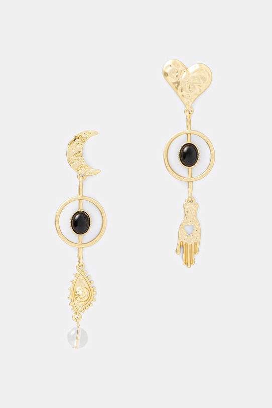 Medicine kolczyki damskie metalowe z agatem złoty RS26-AUD704