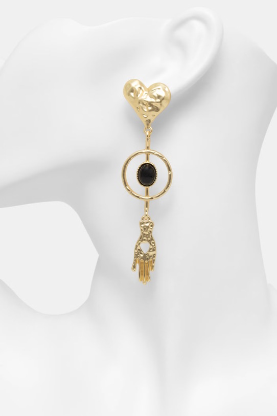 Akcesoria Medicine kolczyki damskie metalowe z agatem RS26-AUD704 złoty