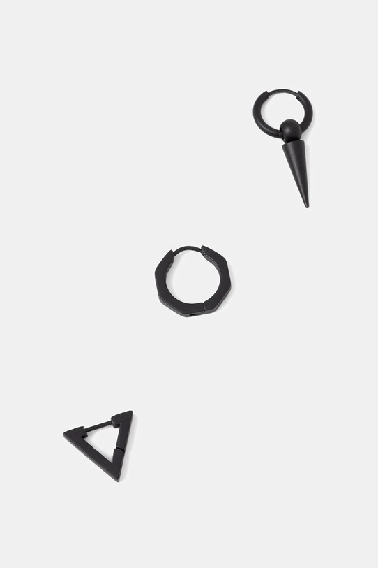 Kolczyki męskie ze stali nierdzewnej (3-pack) 3-pack czarny RS26-AUM400
