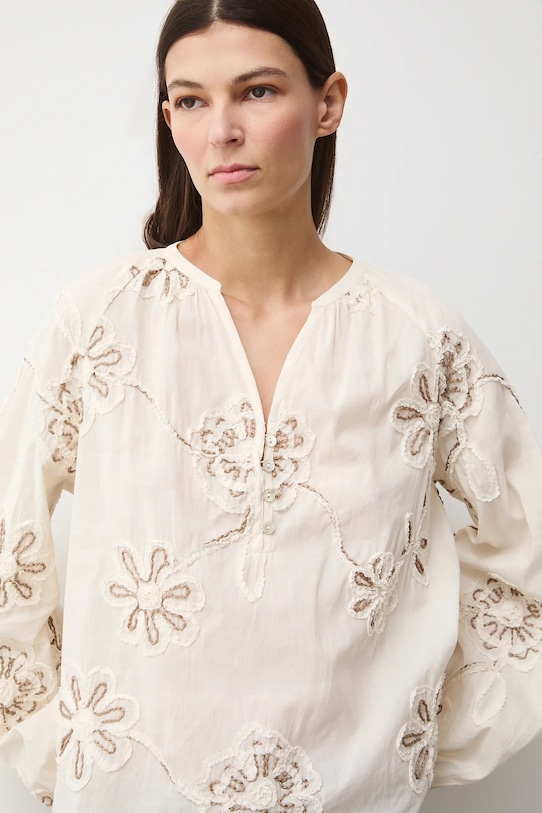 Medicine bluzka bawełniana regular beżowy RS26-BDD302