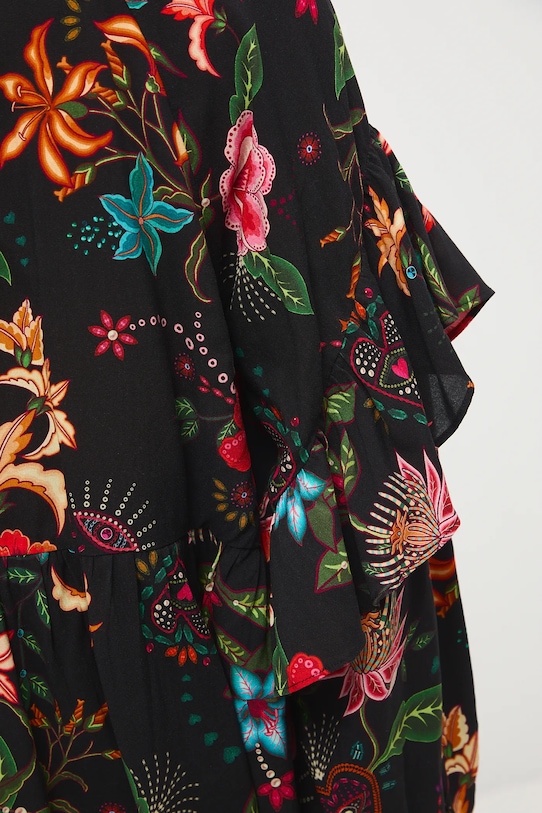 Bluzka damska z wiskozy wzorzysta RS26-BDD420 czarny