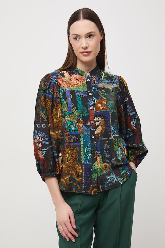 Odzież Medicine Bluzka koszulowa damska z wiskozy RS26-BDD651 czarny