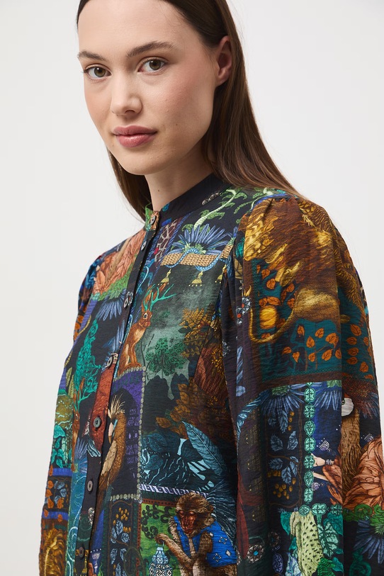 Medicine Bluzka koszulowa damska z wiskozy RS26-BDD651 czarny