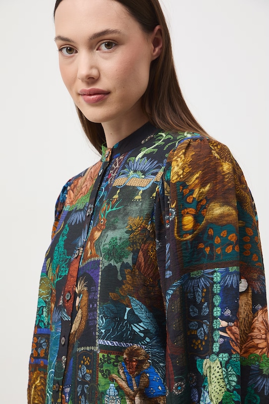 Medicine Bluzka koszulowa damska z wiskozy RS26-BDD651 czarny