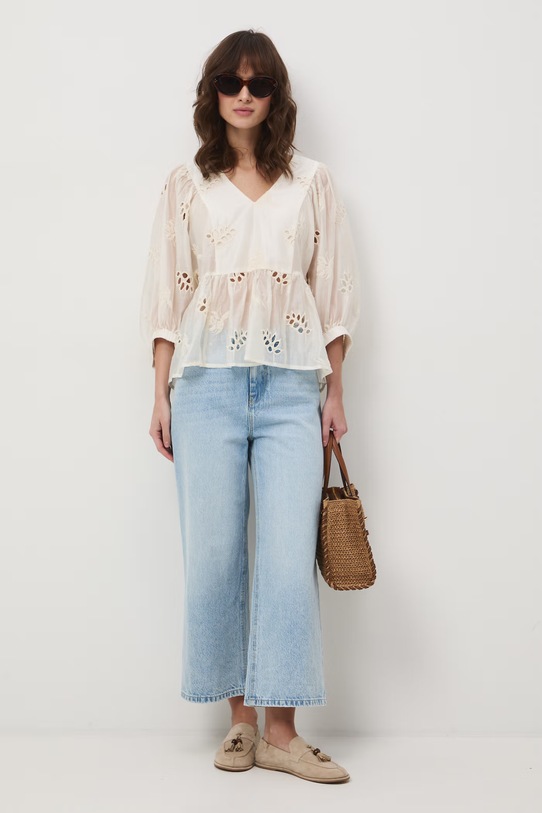 Medicine bluzka damska z lyocellem beżowy RS26-BDD701