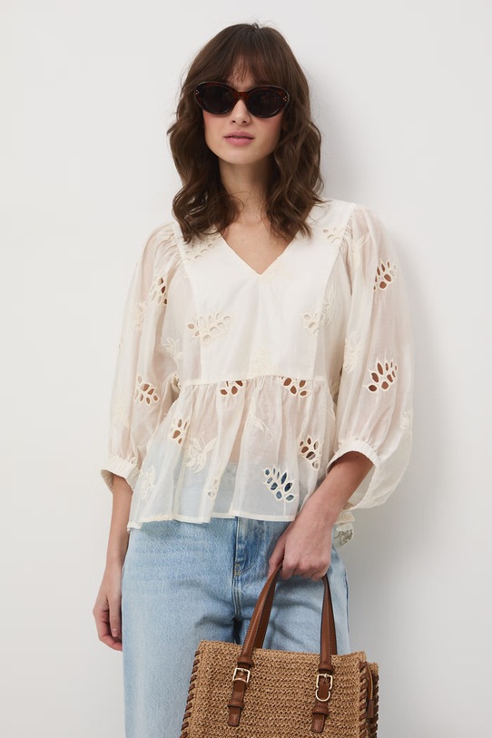 Medicine bluzka damska z lyocellem RS26-BDD701 beżowy RS26