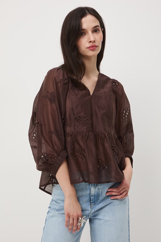 Medicine bluzka damska z lyocellem brązowy RS26-BDD701