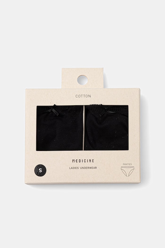Medicine figi damskie bawełniane z elastanem 2-pack czarny RS26-BID050