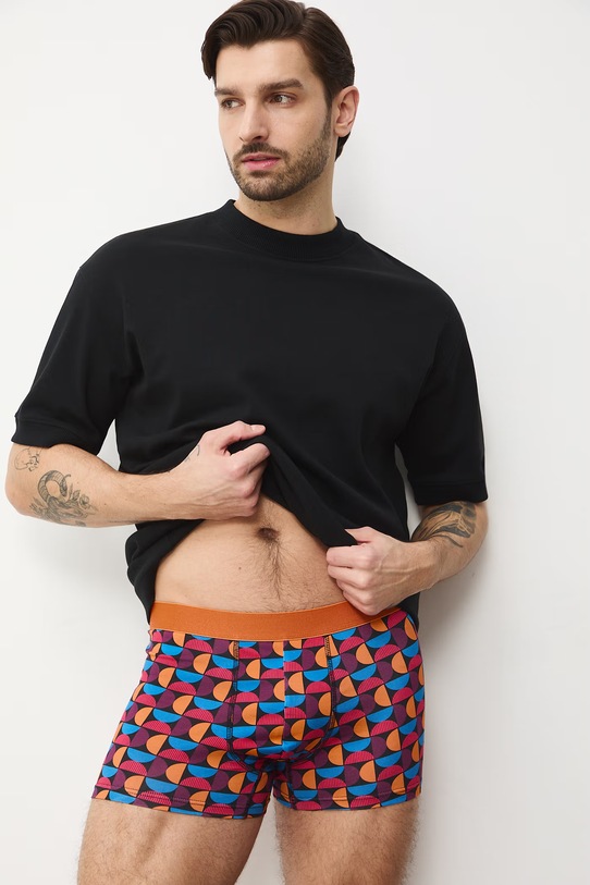 Bavlněné boxerky pánské s elastanem a vzorem (2-pack) 2-pack vícebarevná RS26-BIM103