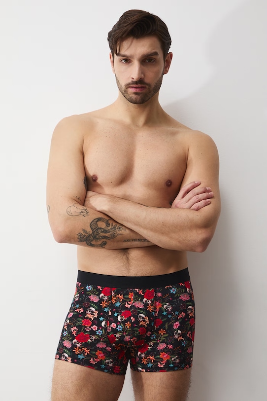 Bokserki bawełniane męskie z elastanem wzorzyste (2-pack) dzianina multicolor RS26-BIM400