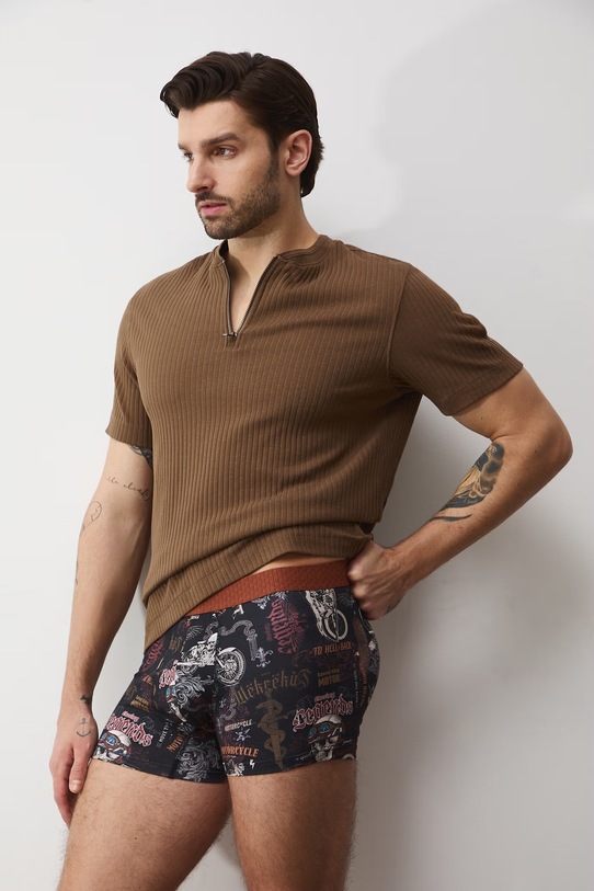 Bavlnené boxerky vzorované s elastanom (2-pack) pletenina viacfarebná RS26-BIM402