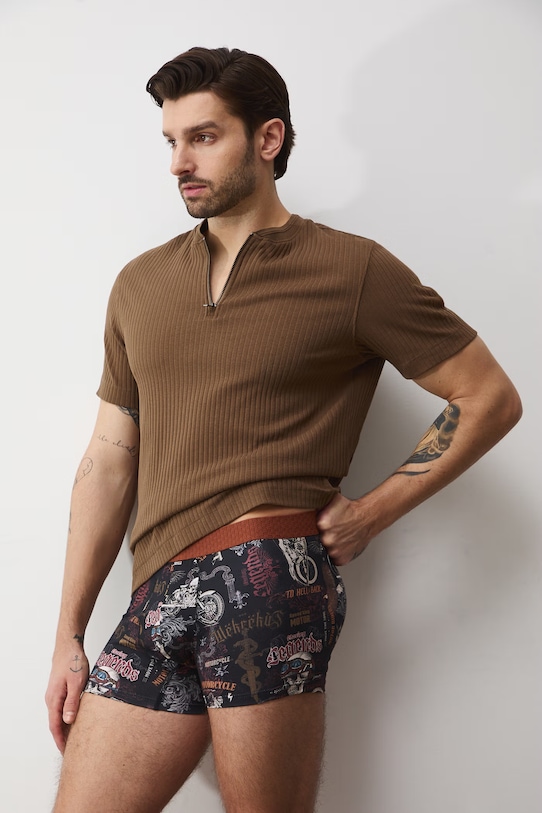 Bavlnené boxerky vzorované s elastanom (2-pack) pletenina viacfarebná RS26-BIM402