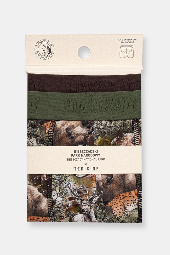 Bokserki męskie bawełniane z elastanem 2-pack z kolekcji Bieszczadzki PN x Medicine RS26-BIM850