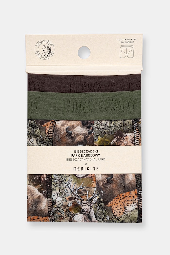 Bokserki męskie bawełniane z elastanem 2-pack z kolekcji Bieszczadzki PN x Medicine RS26-BIM850