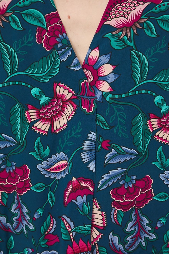 Bluzka damska z wiskozy w kwiaty RS26-BKD030 turkusowy