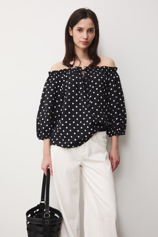 Medicine bluzka hiszpanka damska z wiskozą czarny RS26-BKD072
