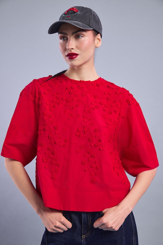 Medicine bluzka damska bawełniana RS26-BKD421 czerwony RS26