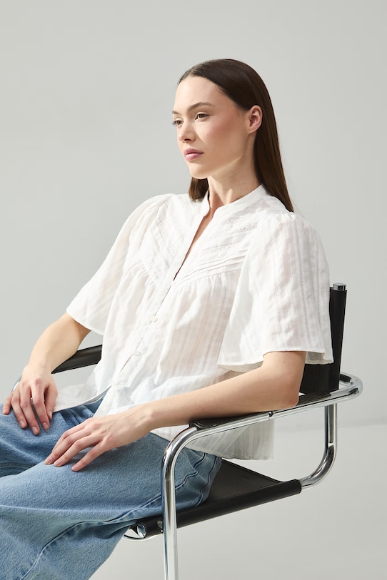 Medicine bluzka koszulowa damska bawełniana biały RS26-BKD651