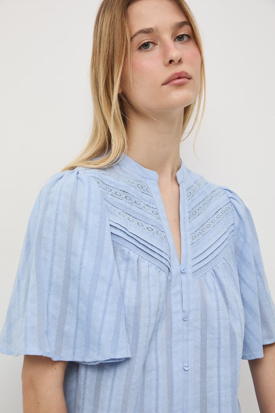 Medicine bluzka koszulowa damska bawełniana niebieski RS26-BKD651