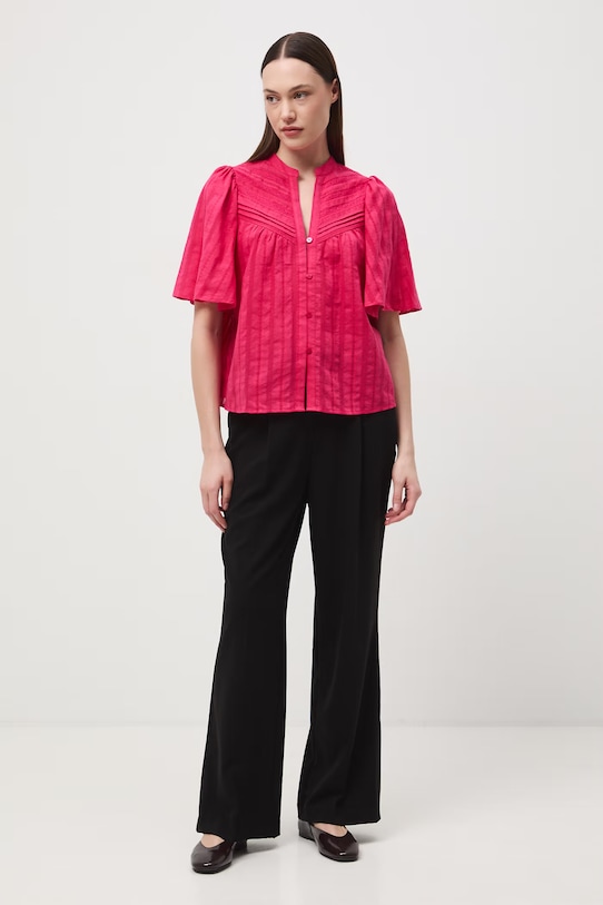 Medicine bluzka koszulowa damska bawełniana różowy RS26-BKD651