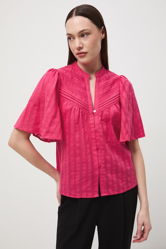 Medicine bluzka koszulowa damska bawełniana RS26-BKD651 różowy RS26