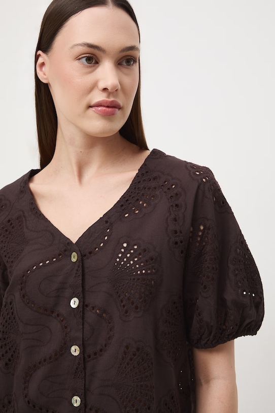 Medicine bluzka damska bawełniana brązowy RS26-BKD652